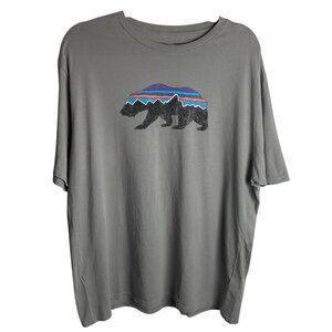 Patagonia Men's Size Large Fitz Roy Bear Organic Cotton T-Shirt Grey Gorpcore